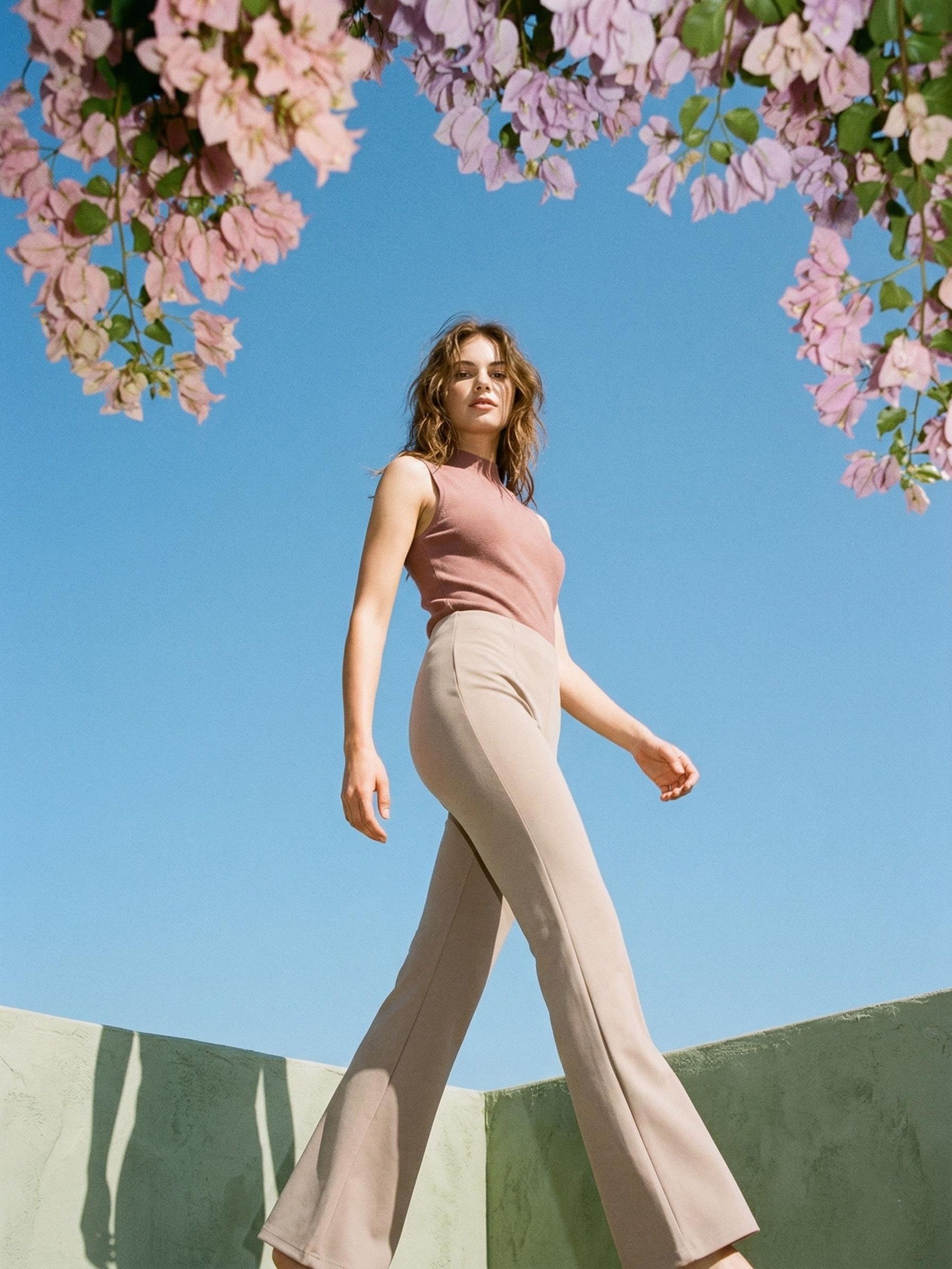 Spodnie straight leg z dzianiny roma