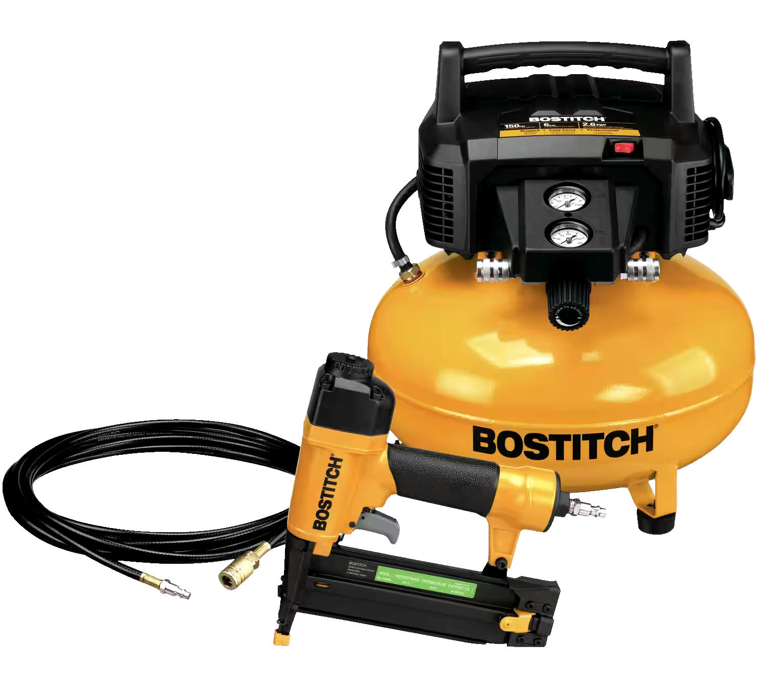 Bostitch BTFP1KIT-CA 6-Gallon Oil-Free Portable Air Compressor & 18-Gauge Nailer Kit