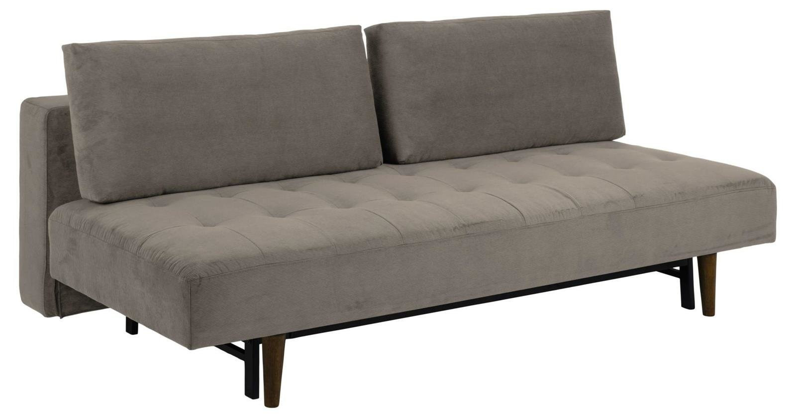Sofa rozkładana Blain beżowa pikowana drewniane nogi