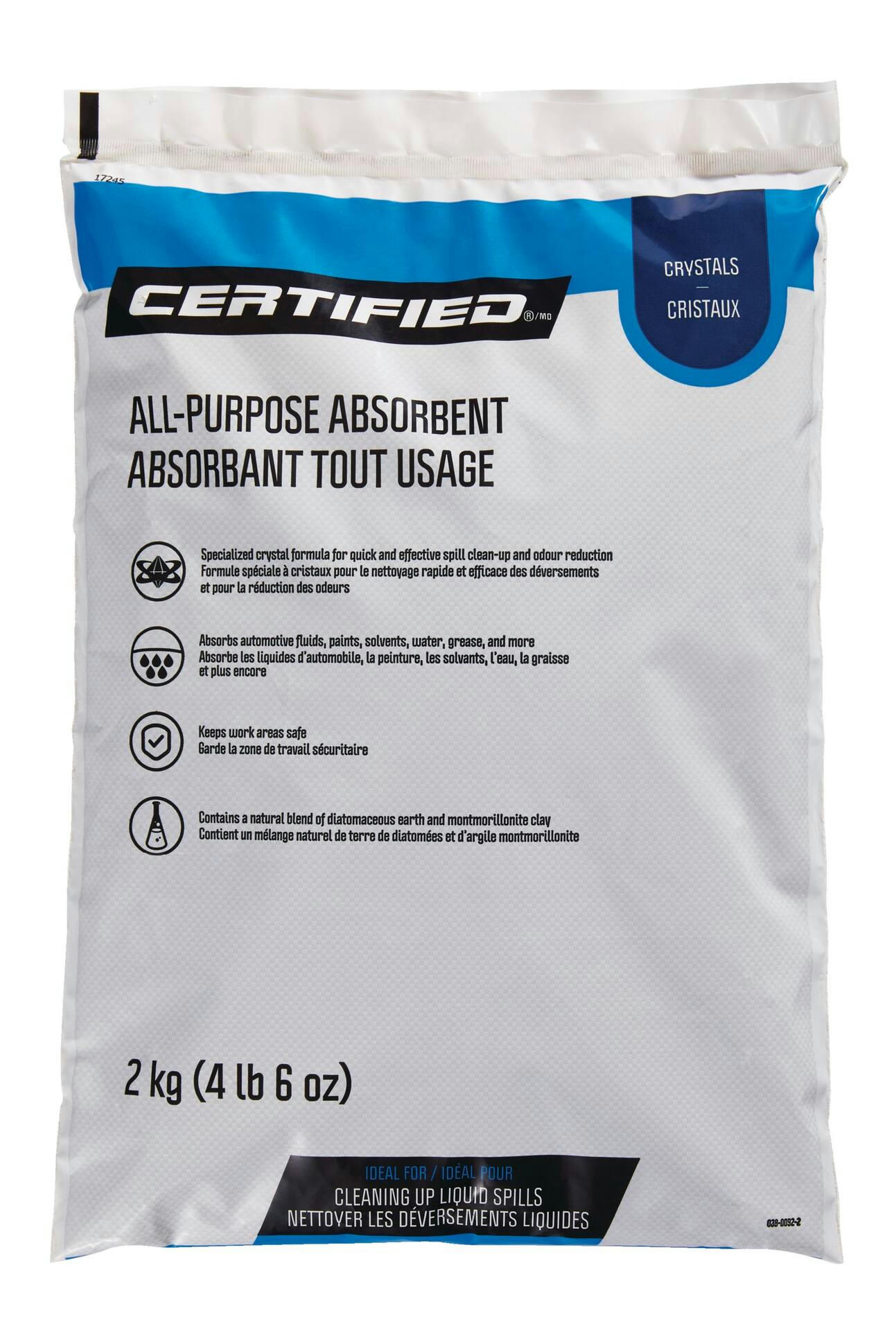 Certified All-Purpose Oil/Fluid Absorbent Crystals, 2-kg