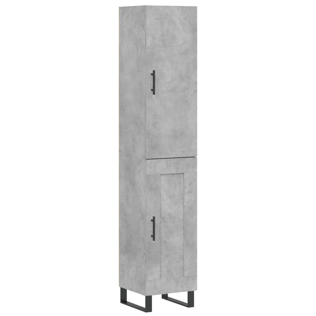 Szafka Regał Komoda Szara Beton z Drzwiami 34.5x34x180 cm do Salonu Pokoju
