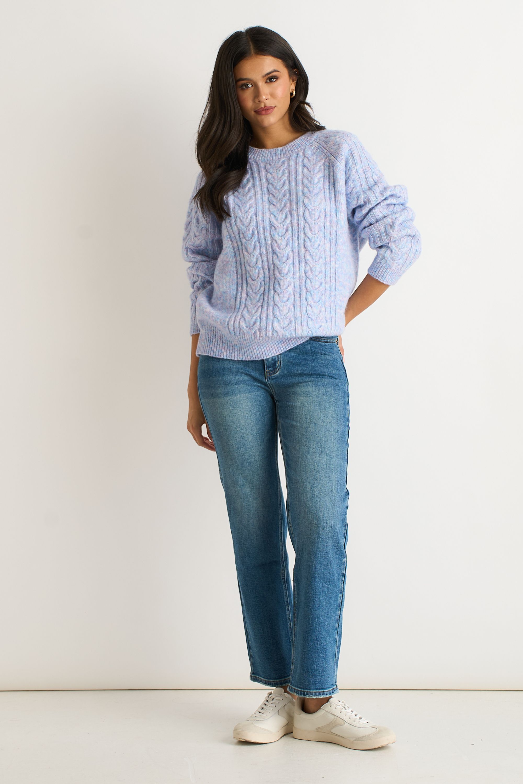 Gini London Blue Cable Flex Long Sleeves Jumper