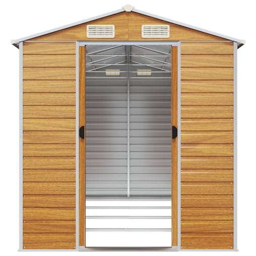 NNEVL Garden Shed Light Brown 191x385x198 cm Galvanised Steel