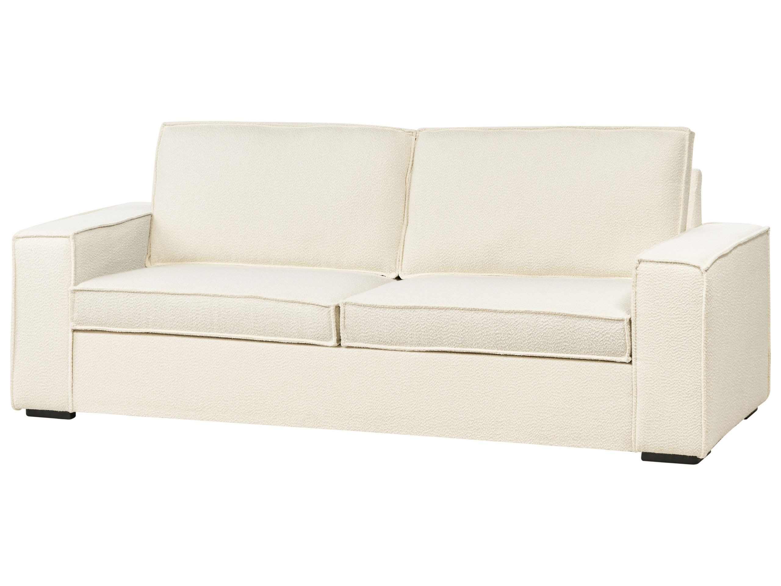 Sofa rozkładana bouclez materacem złamana biel