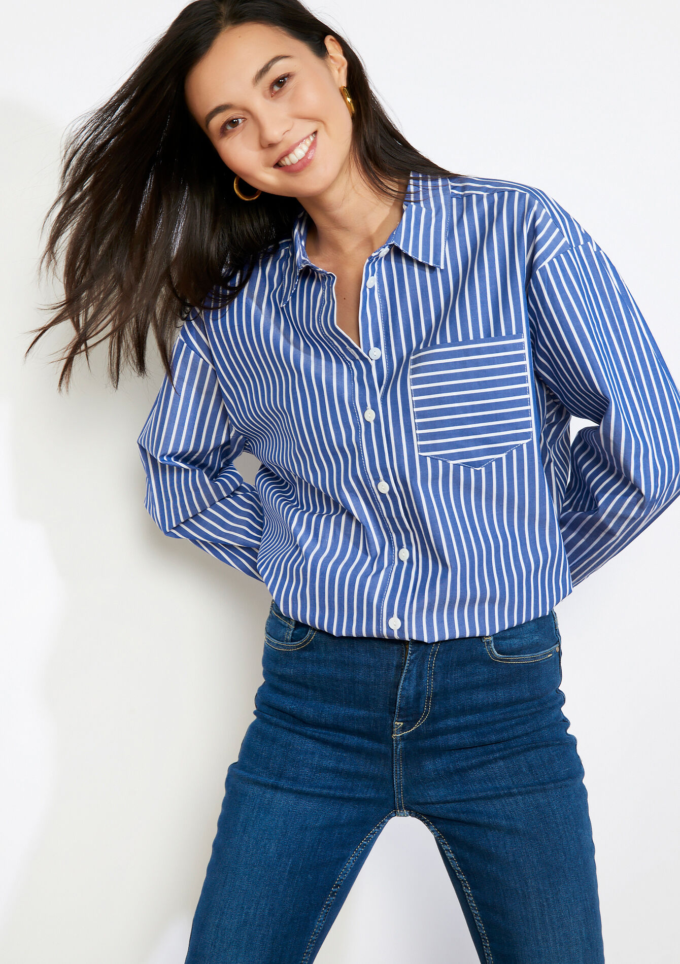 Oversized gestreept hemd