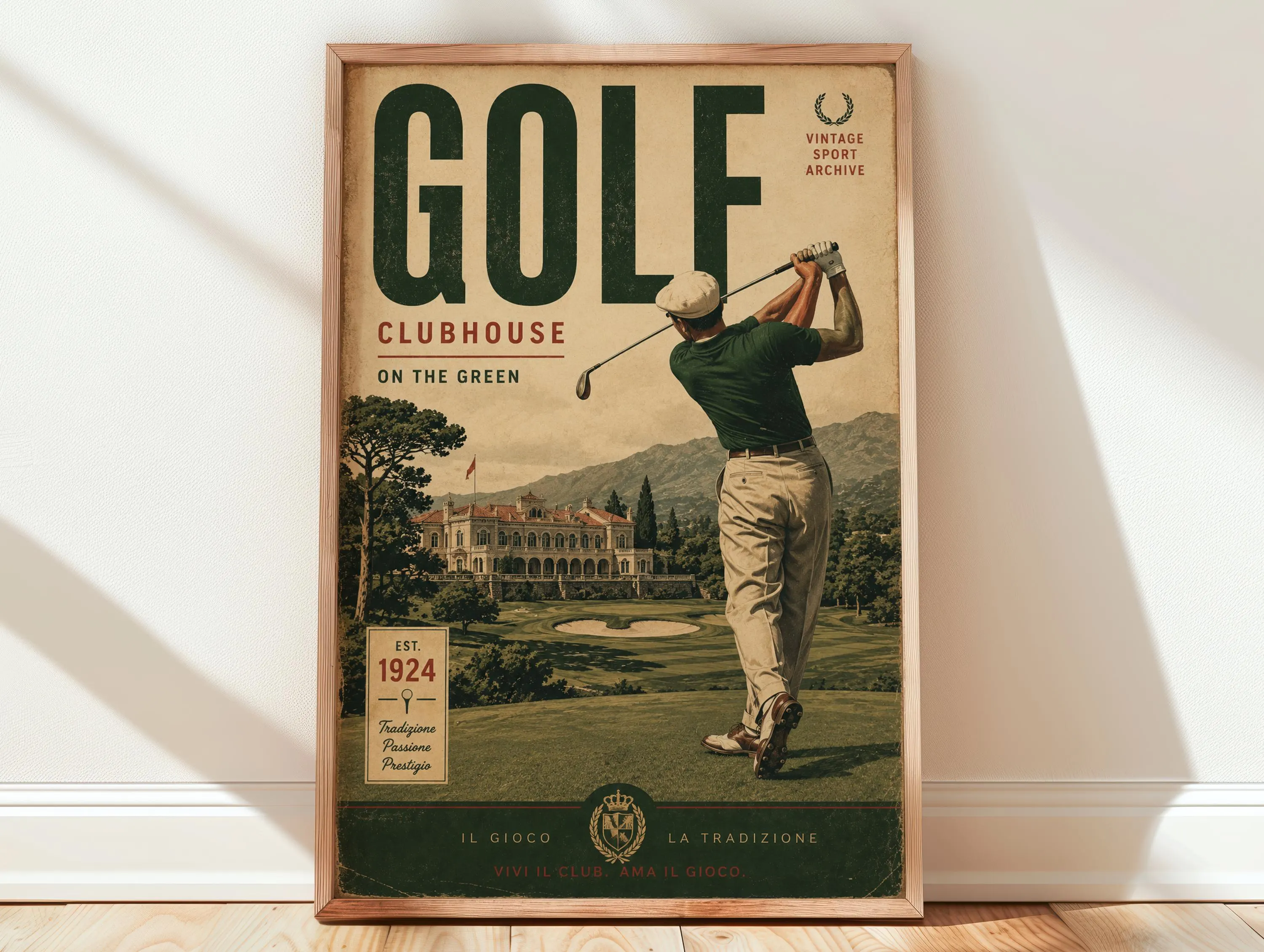 Vintage Golf Poster, Golf Clubhouse Wall Art, Golf Gift for Men, Office Decor