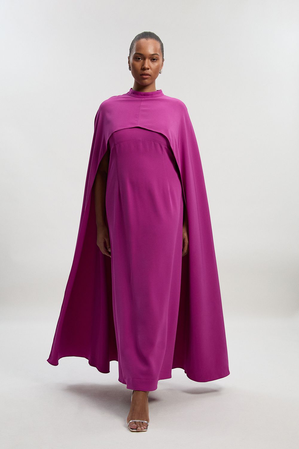 KarenMillen Plus Size Tailored Cape Detail Maxi Dress