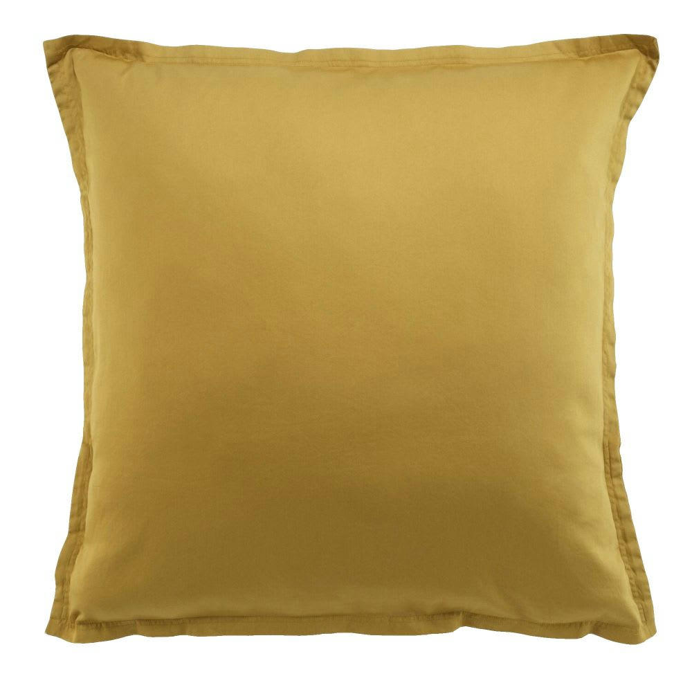 - Taie d'oreiller carrée satin de coton blanc 65x65 cm