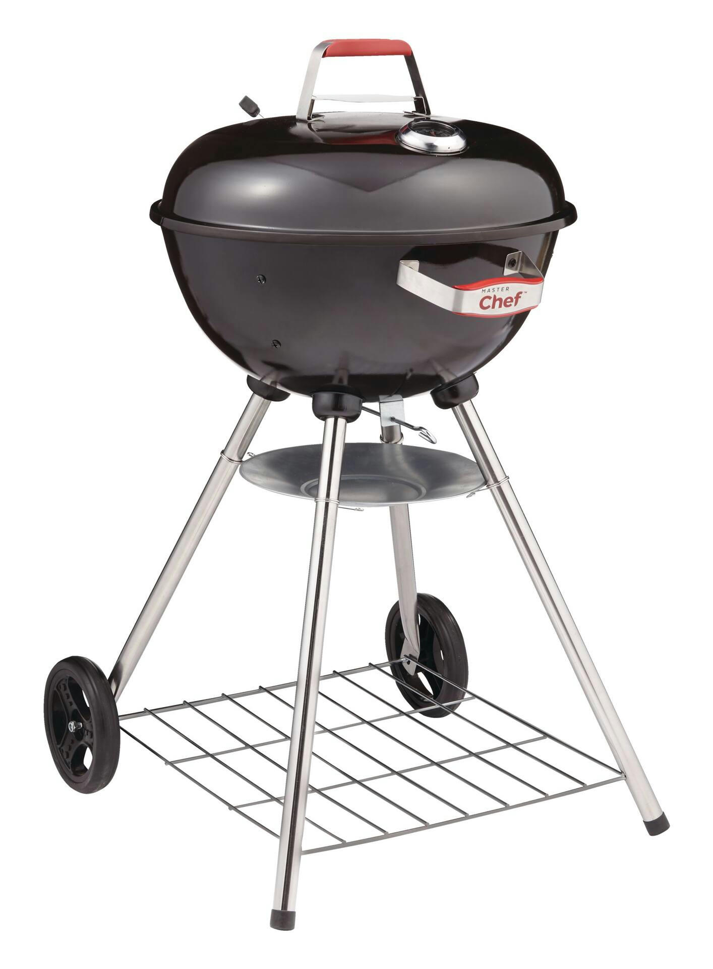 MASTER Chef Portable 18-In Charcoal Kettle BBQ Grill with a Bottom Storage Rack