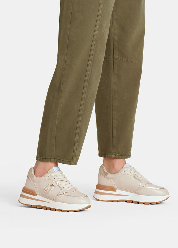 Sneakers platform in pelle