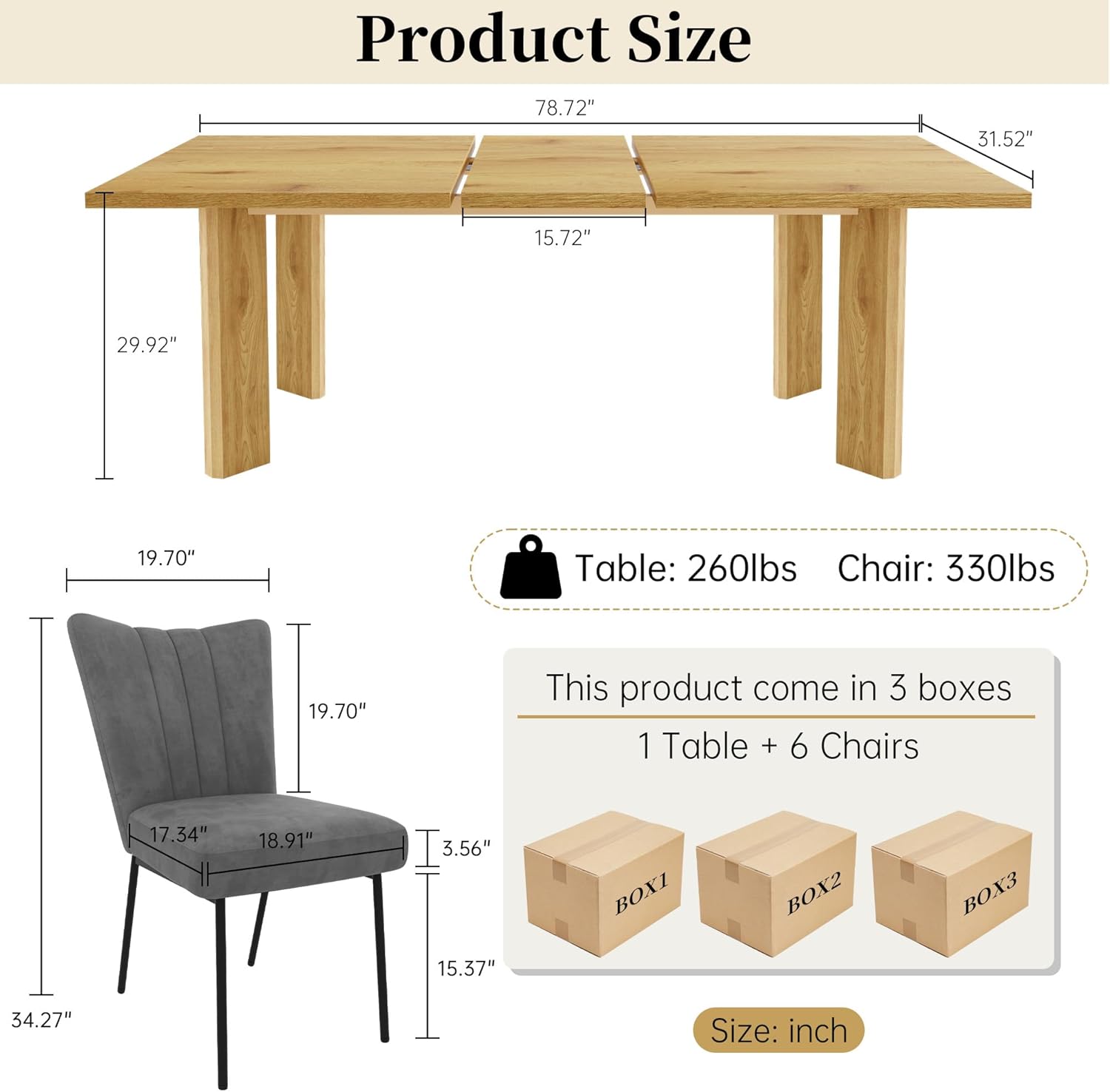 Extendable Dining Table for 6-8 People, 63 to 78.7 Inch Rectangular MDF Table, Farmhouse Rustic Style, Space-Saving Design for Dining Room, Kitchen, Meeting