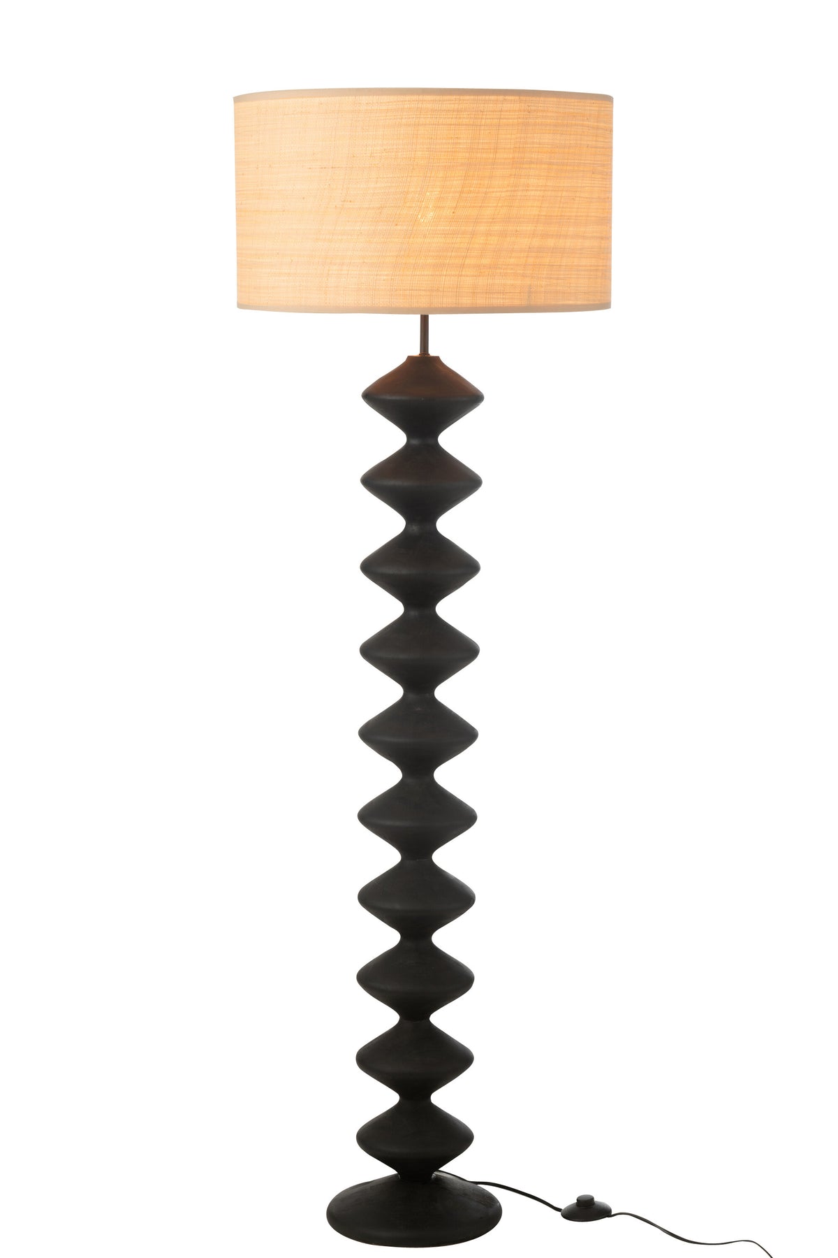 J-Line vloerlamp Rups - populierenhout - zwart/naturel