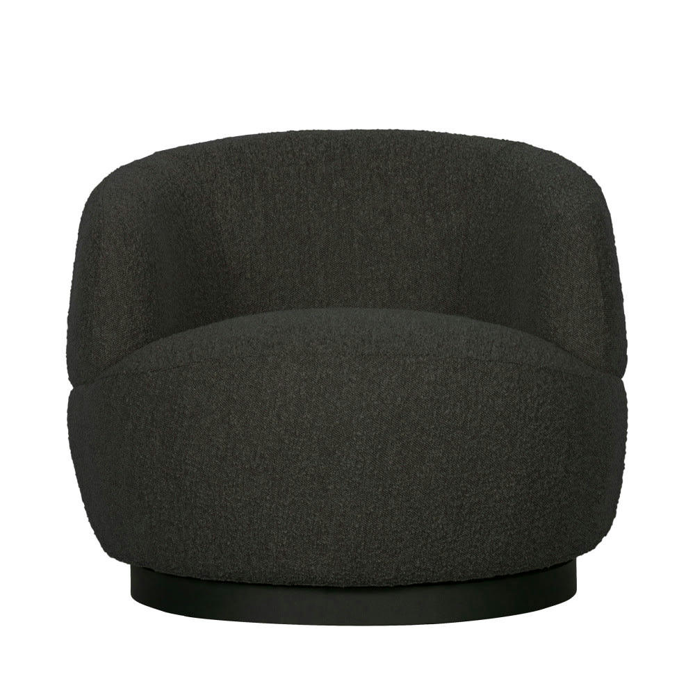 WOOLLY - Fauteuil en tissu bouclette gris anthracite
