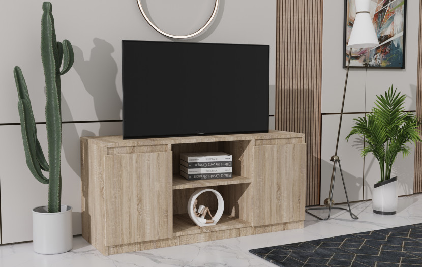 Szafka RTV 120 cm do salonu z półkami MONTEGO biała
