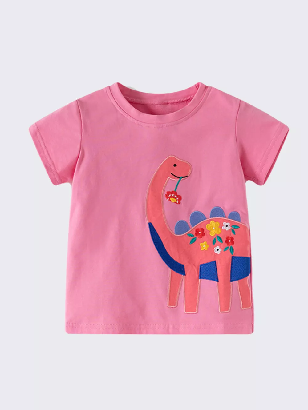 Children's Dinosaur Embroidered Short Sleeve T-Shirt