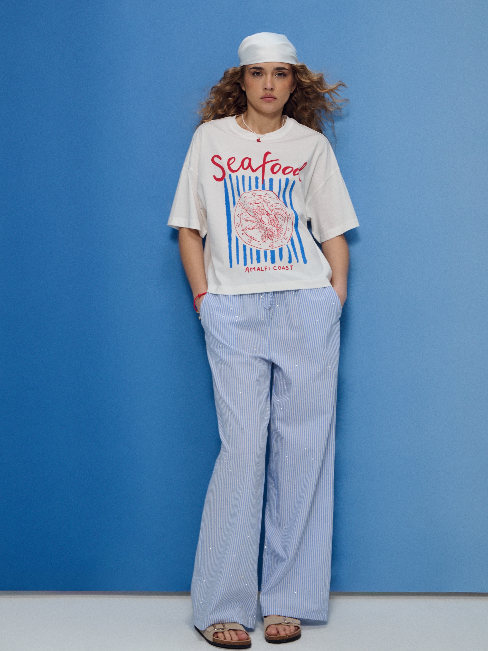 Spodnie wide leg w paski