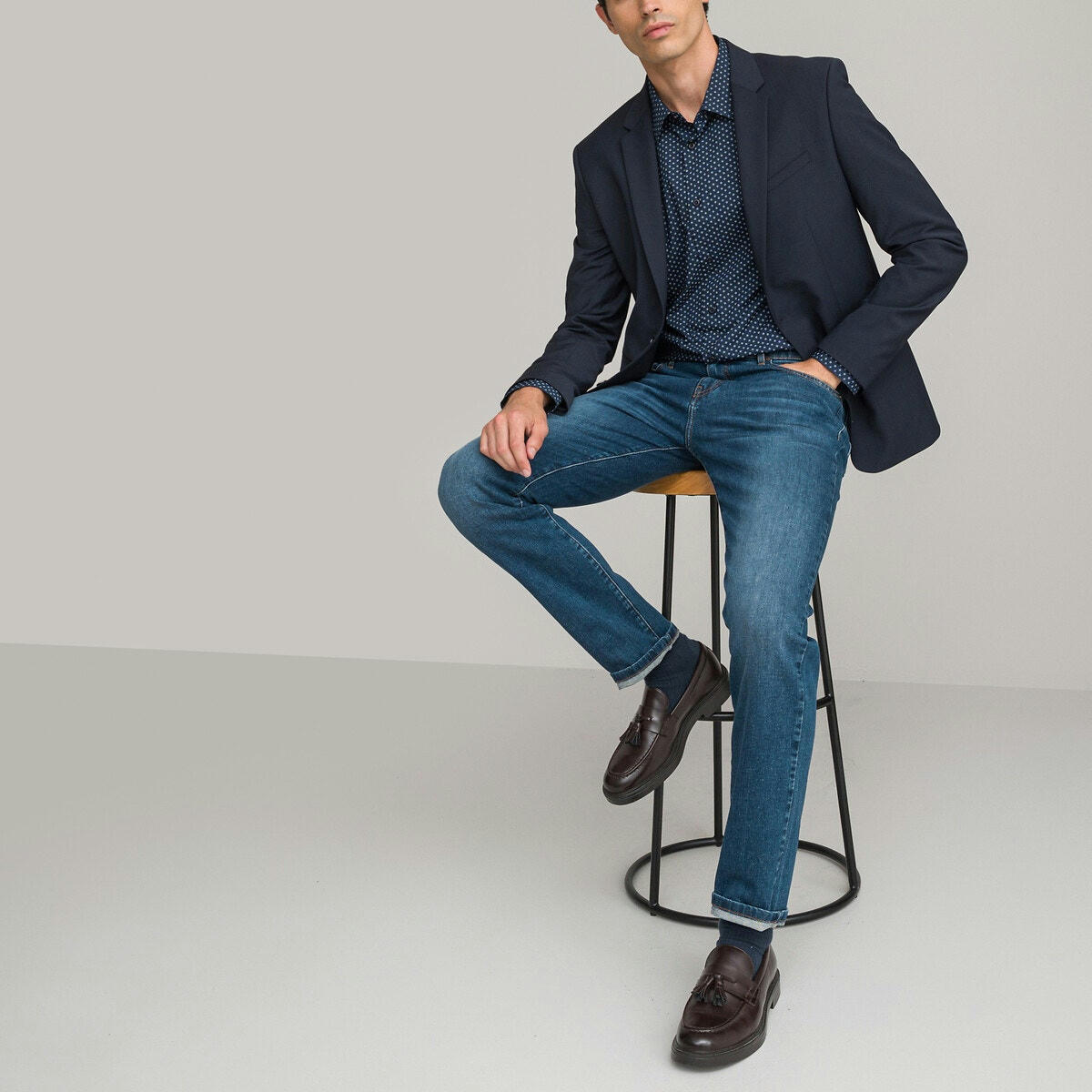 Chemise slim imprimée, manches longues