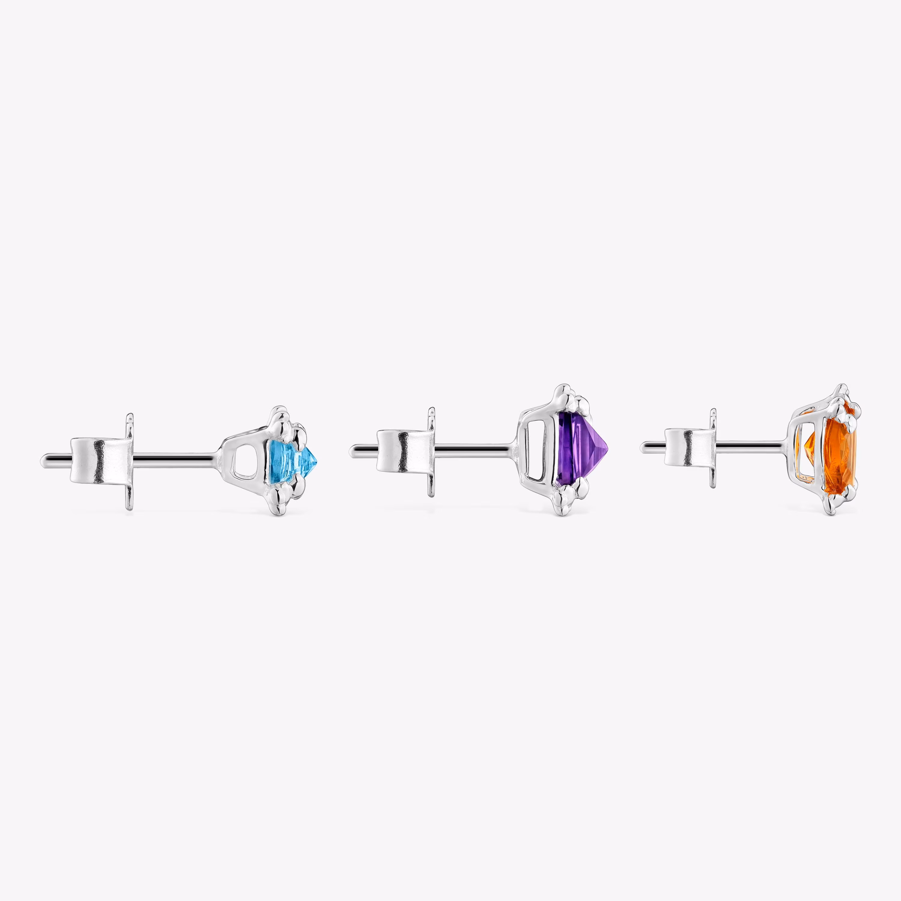 Pack de tres pendientes de plata y gemas Color Pills