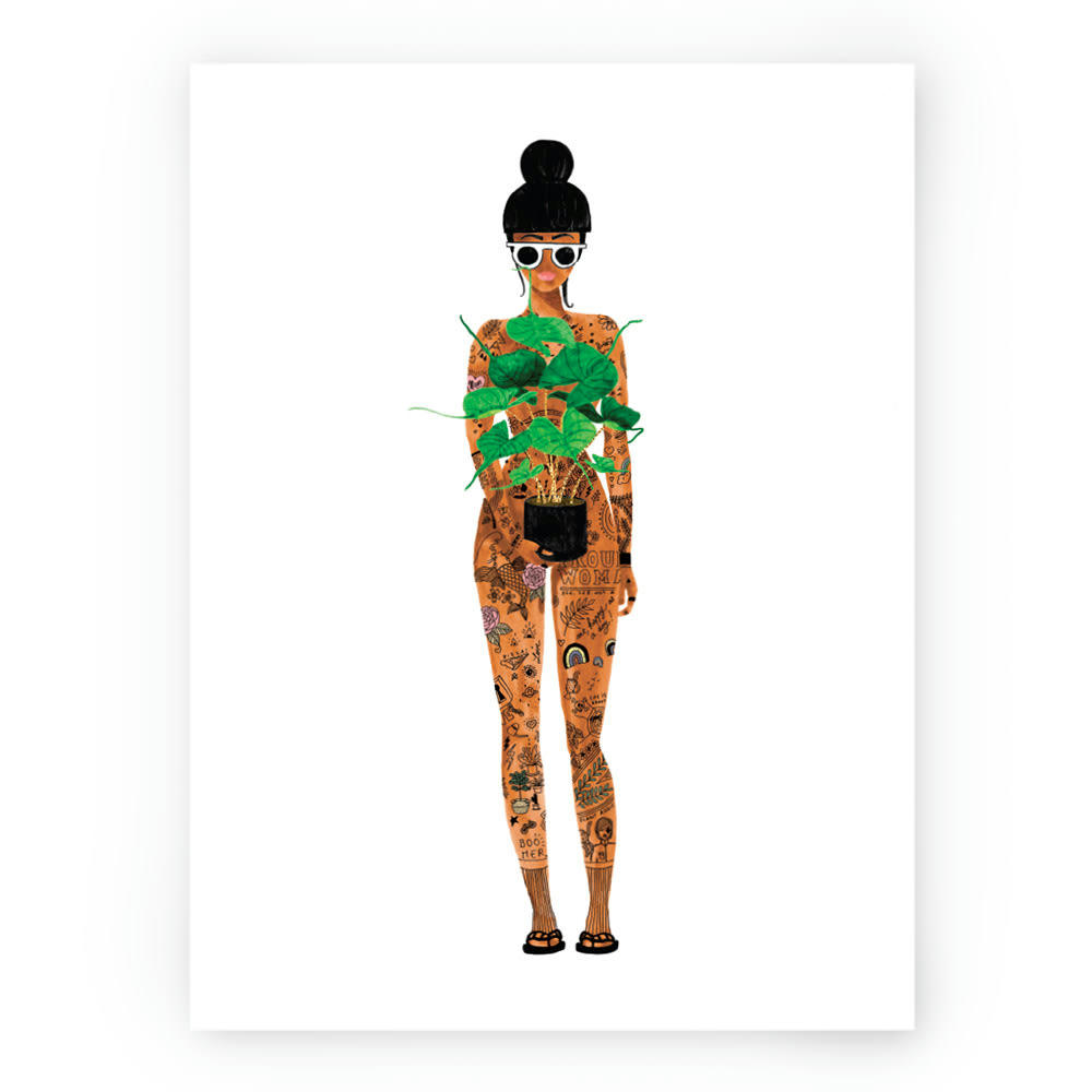 - Affiche illustrée motif Fille nue 30x40 cm