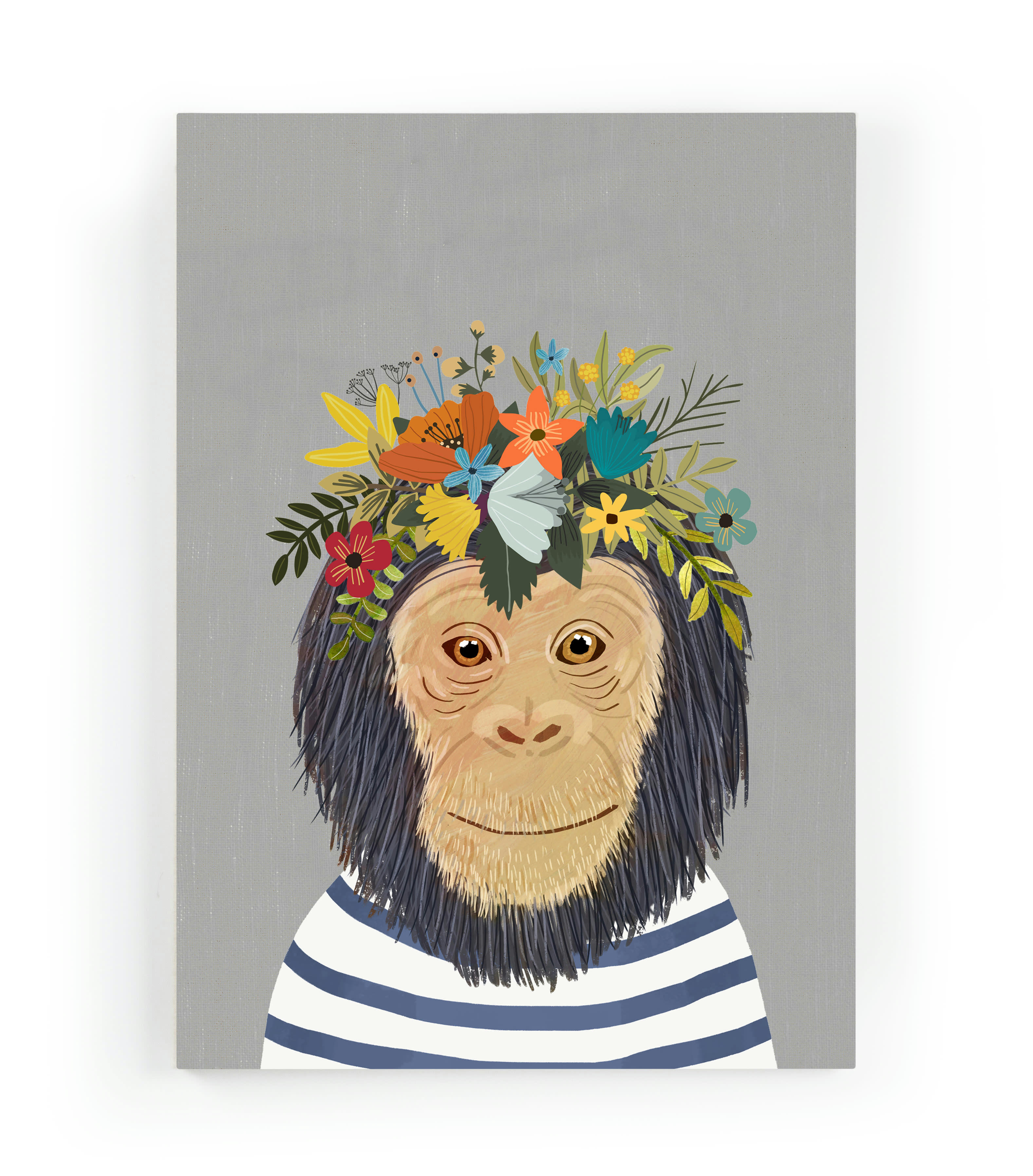 FLORAL MONKEY - Peinture sur toile 60x40 Imprimé Singe Florale