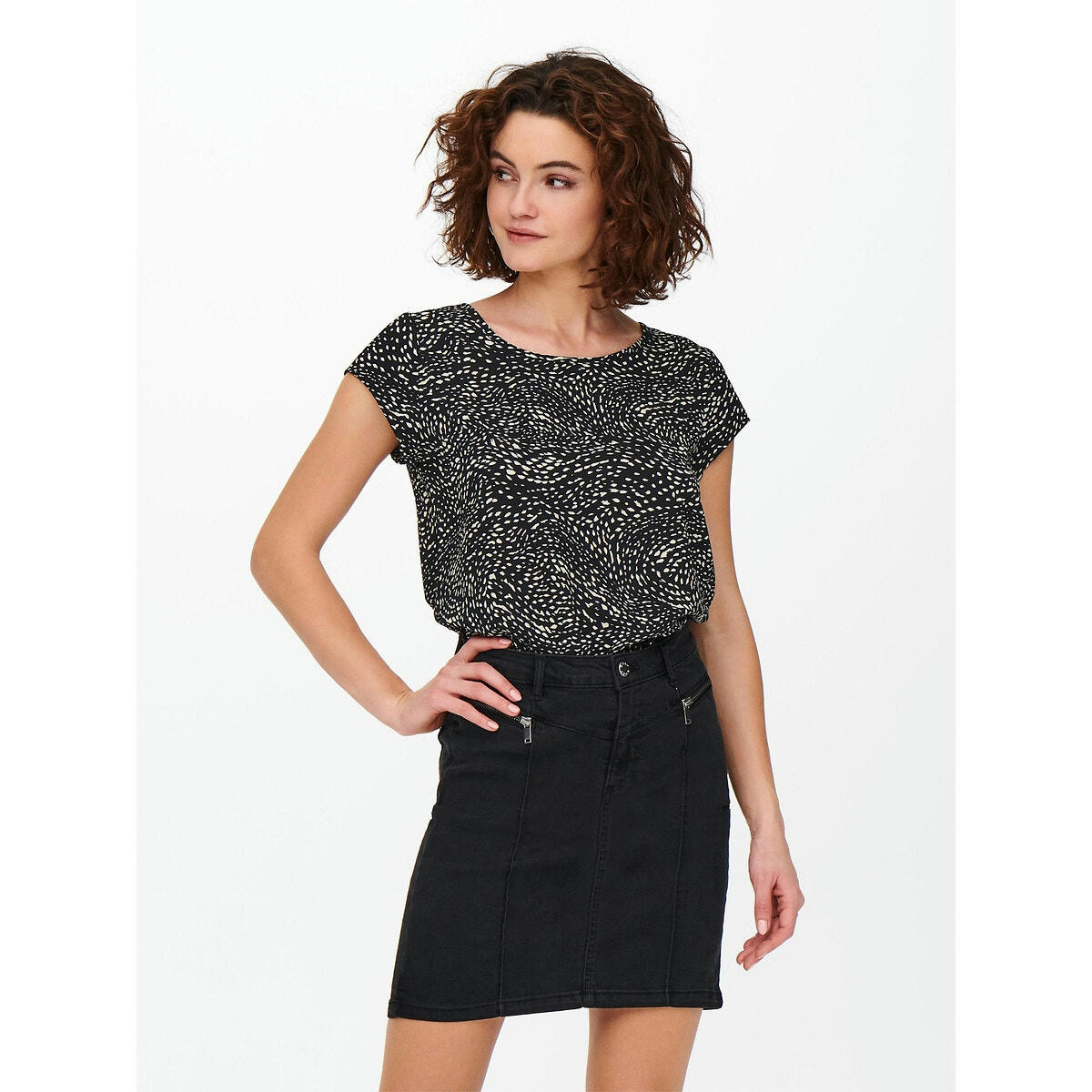 Blouse imprimée, manches courtes