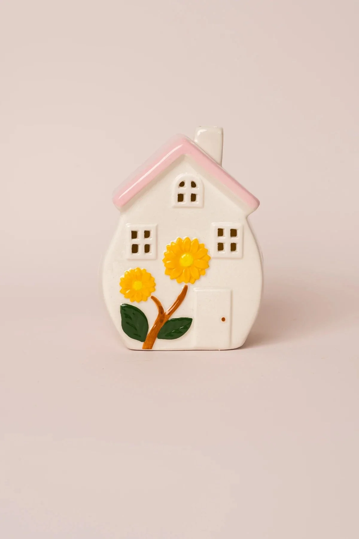 LED Pink Stoneware House Ornament