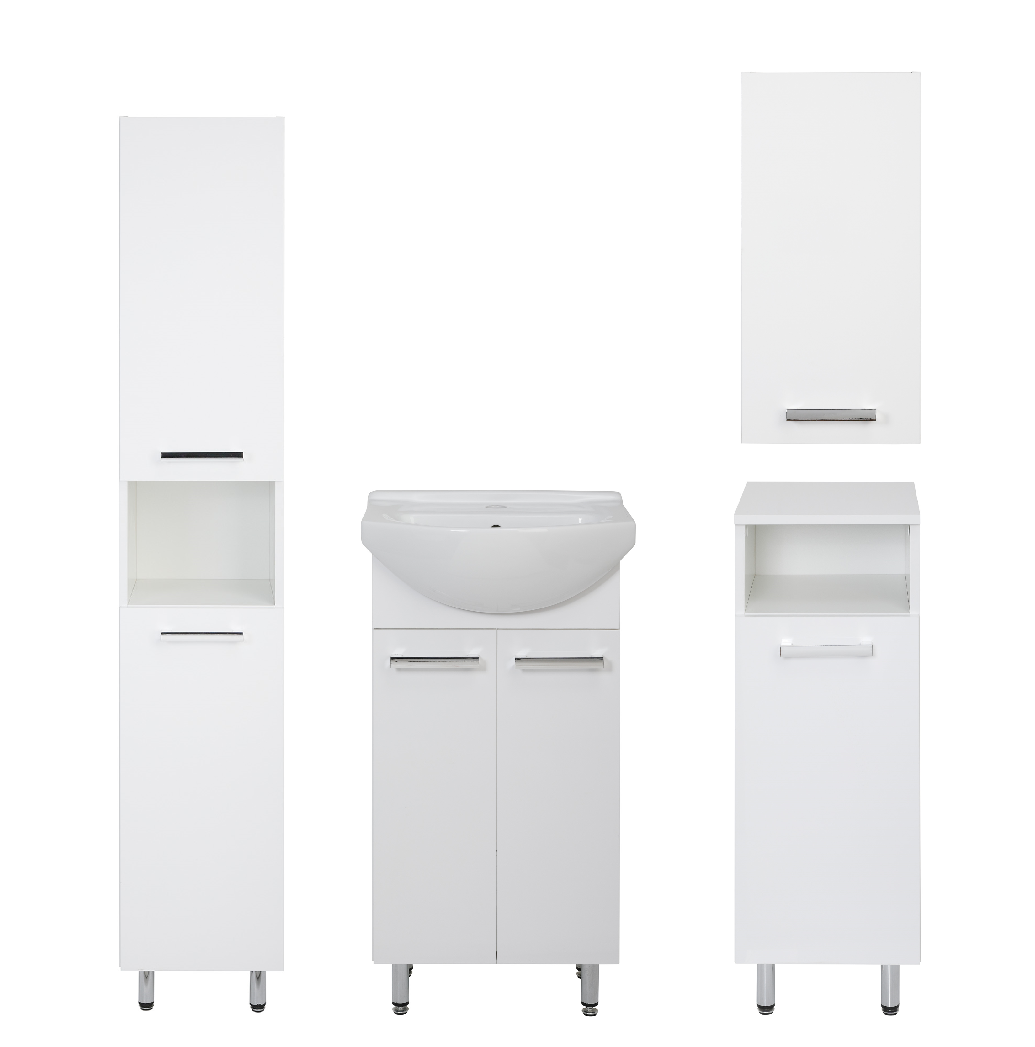 Biały Zestaw do Łazienki Stojący 45cm 5 elementów