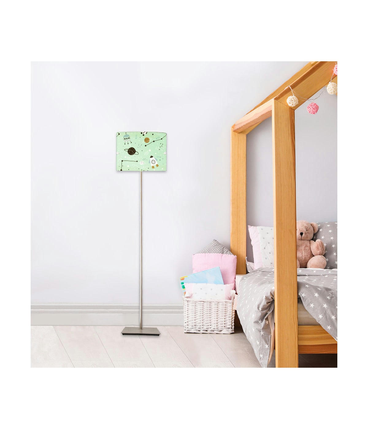 ENFANT - Abat-jour lampadaire enfant Planète Vert Pastel D: 45 x H: 25