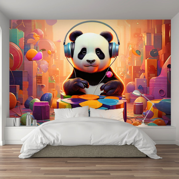 Feeby Fototapeta, Panda w słuchawkach 150x105