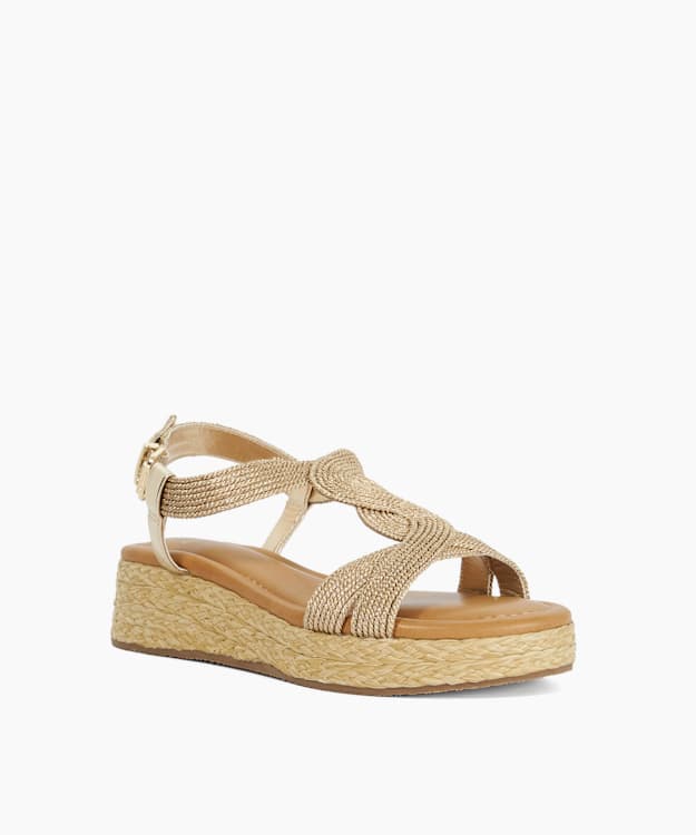 Laylah Gold - Raffia Flatform Sandals