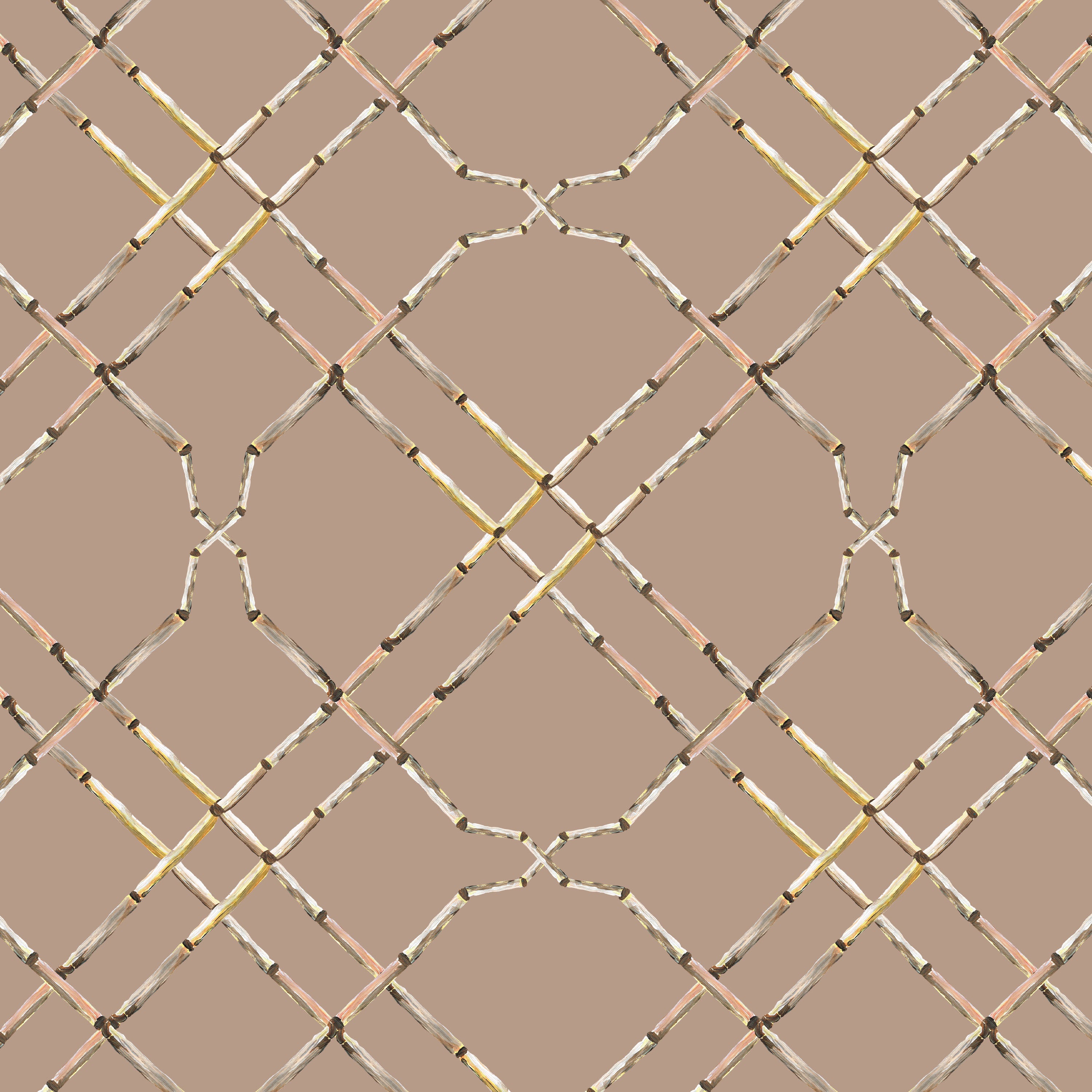 Behang Bamboo Trellis Brown/gray