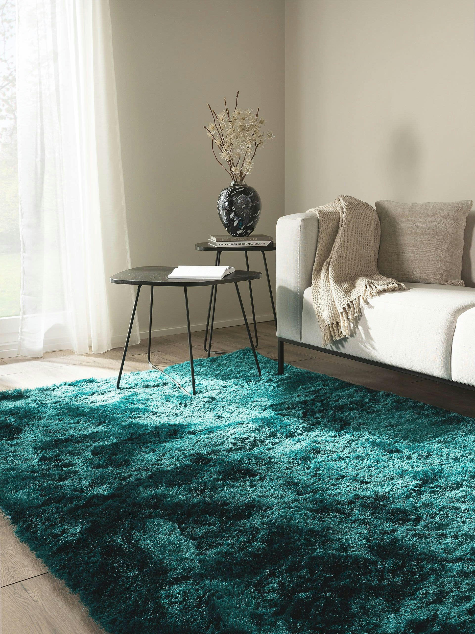 WHISPER - Tapis à poils longs turquoise 160x230