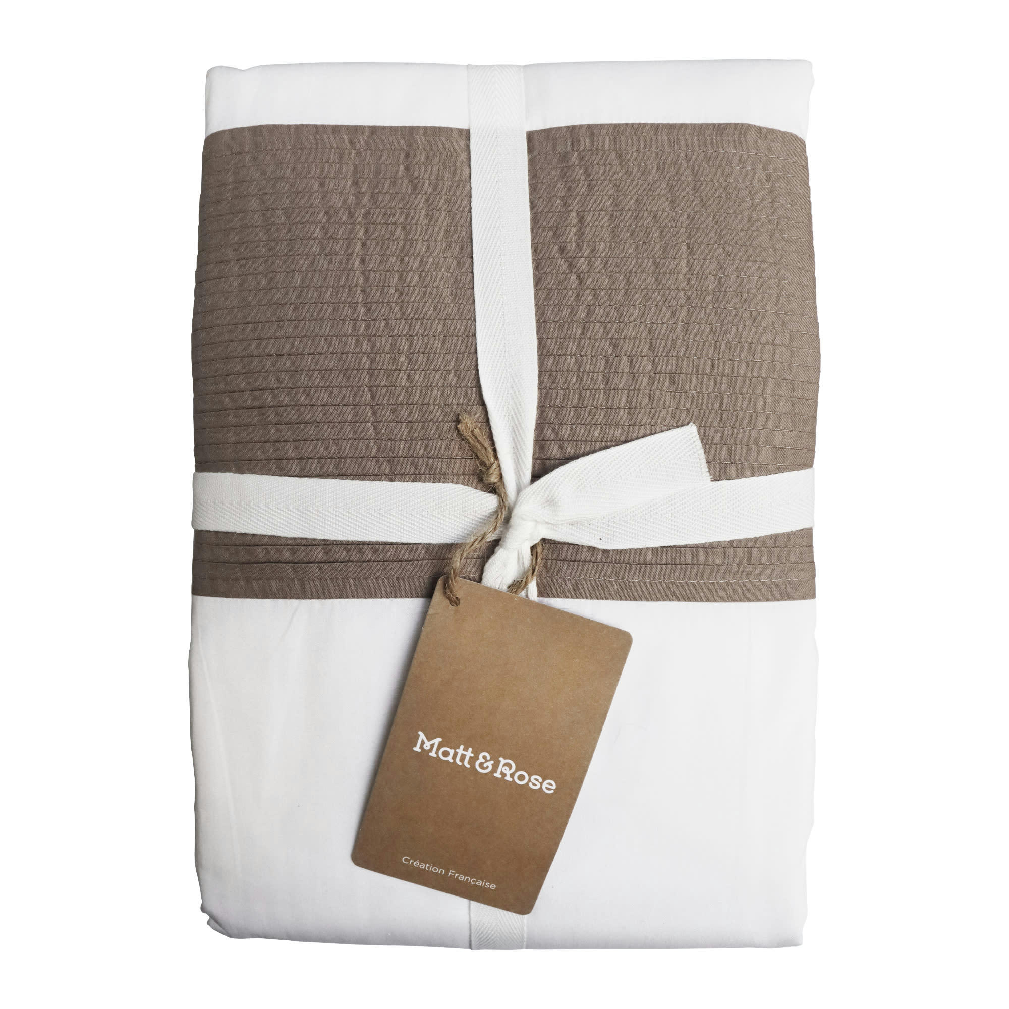 PLISSÉ TENDANCE - Housse de couette unie en percale de coton BIO Craie, Taupe 240x220cm