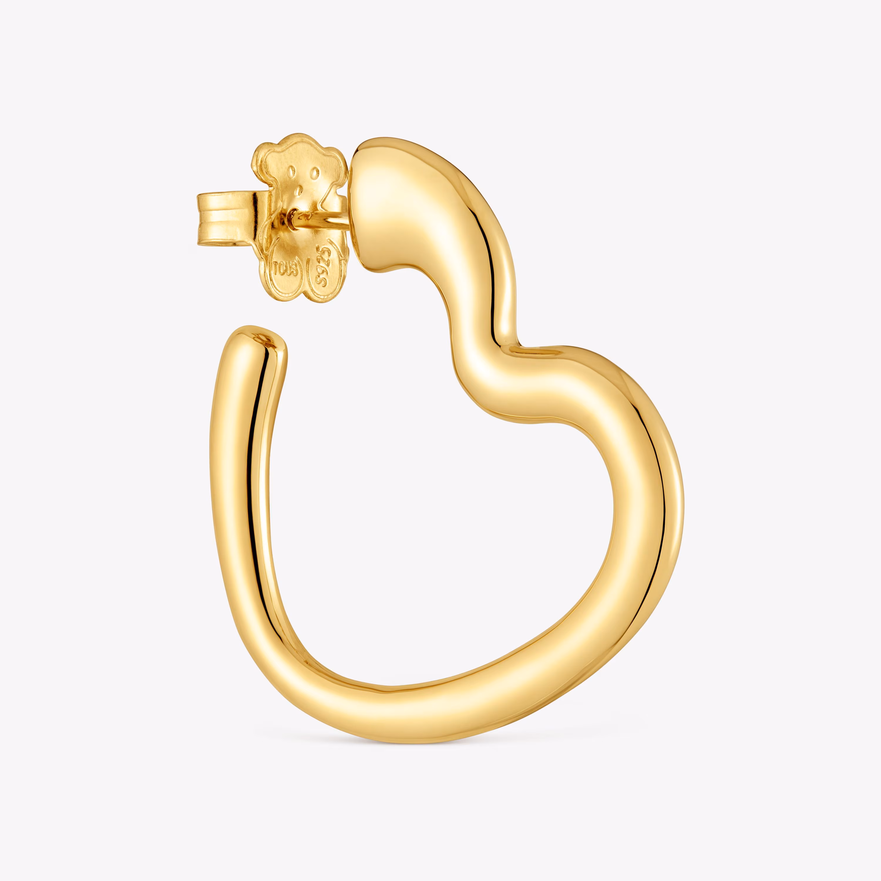 Pendiente suelto aro corazón con baño de oro 18 kt sobre plata My Other Half