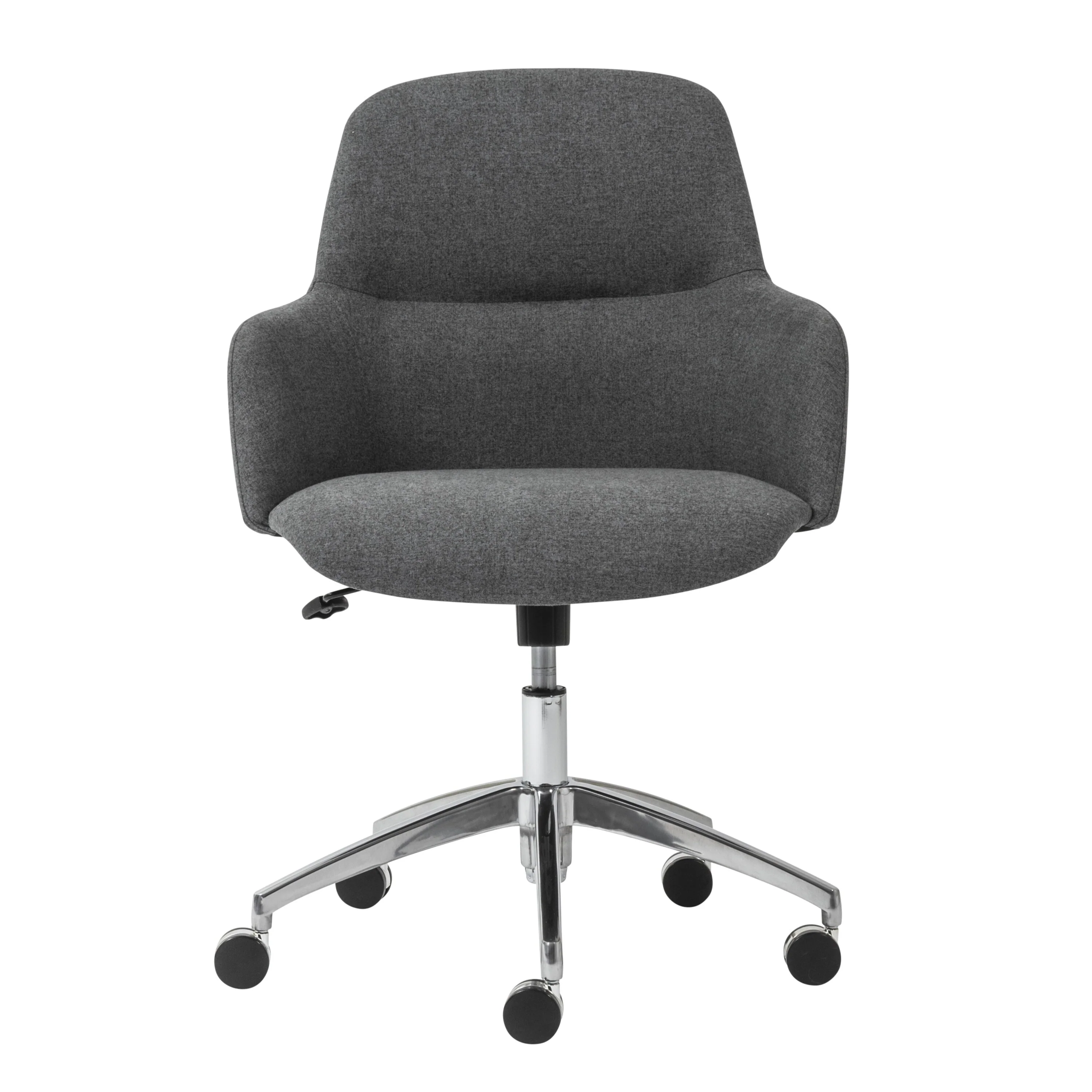 Dark Gray and Silver Aluminum and Fabric Adjustable Swivel Rolling Conference Office Chair - 25.79' X '39.97' X '25.2