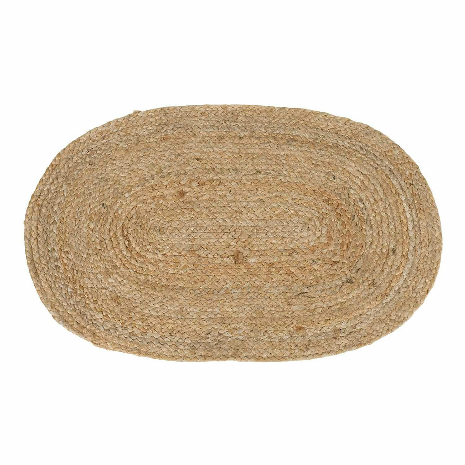 - Tapis oval en jute naturel 50 x 80 cm