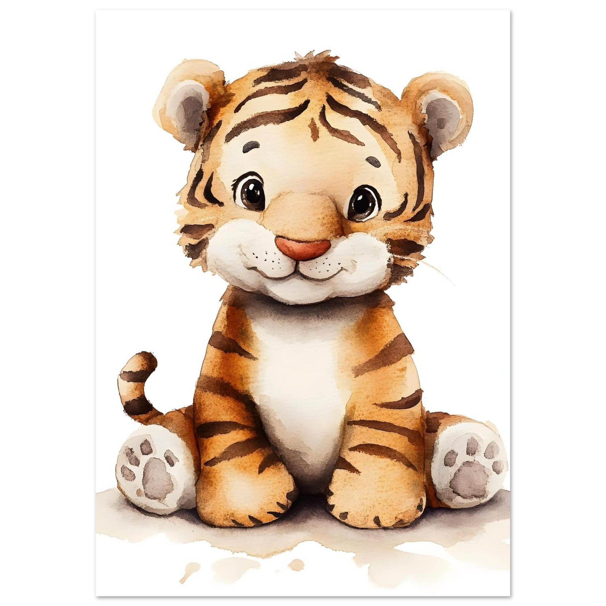 Artfulprints Poster Schattige baby tijger  - A4 21x29.7 cm - Bruin