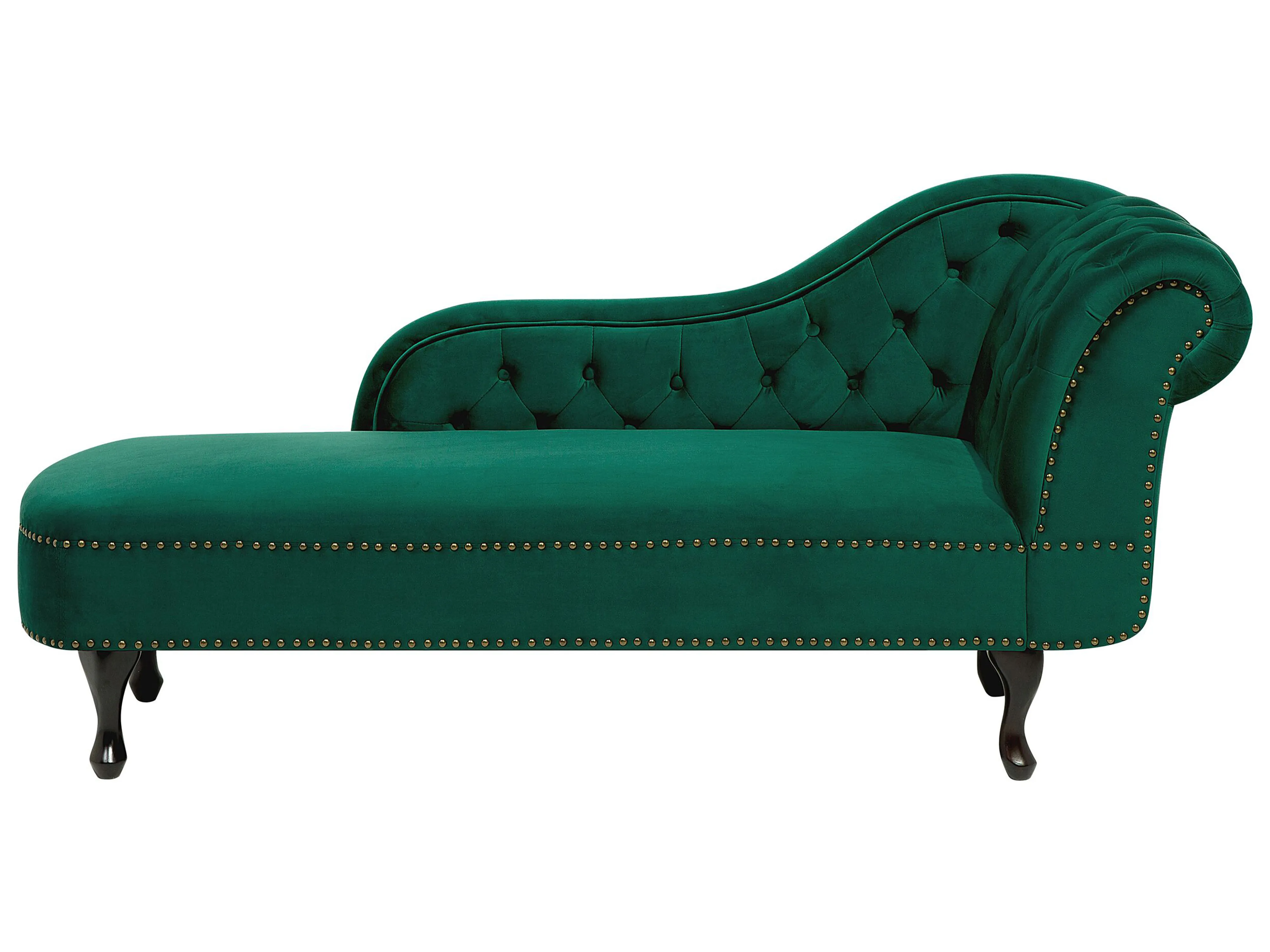 Left-Hand Chaise Longue NIMES Velvet Dark Green