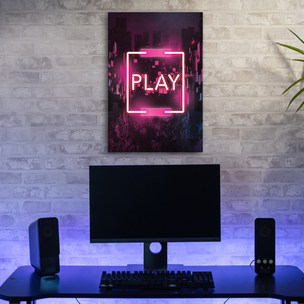 Feeby Obraz na płótnie, Różowy napis PLAY dla gracza 40x60