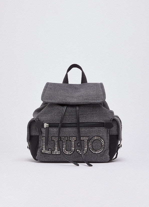 Zaino in denim con logo