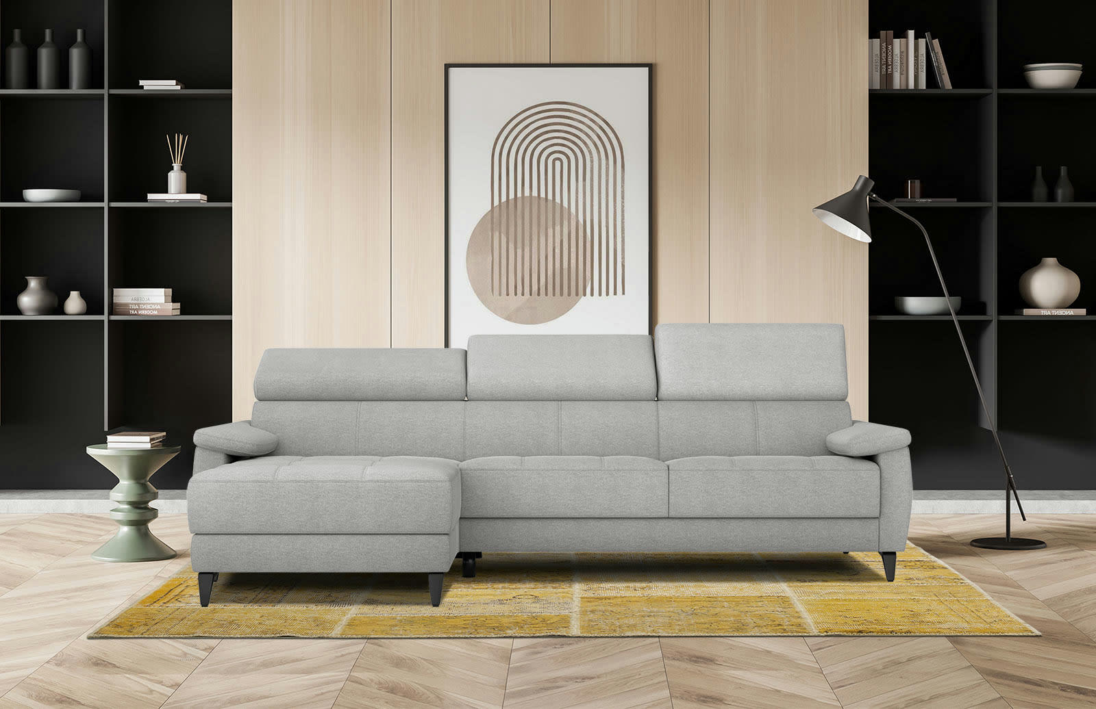 TAUNUS - Canapé d'angle gauche 4 places beige foncé