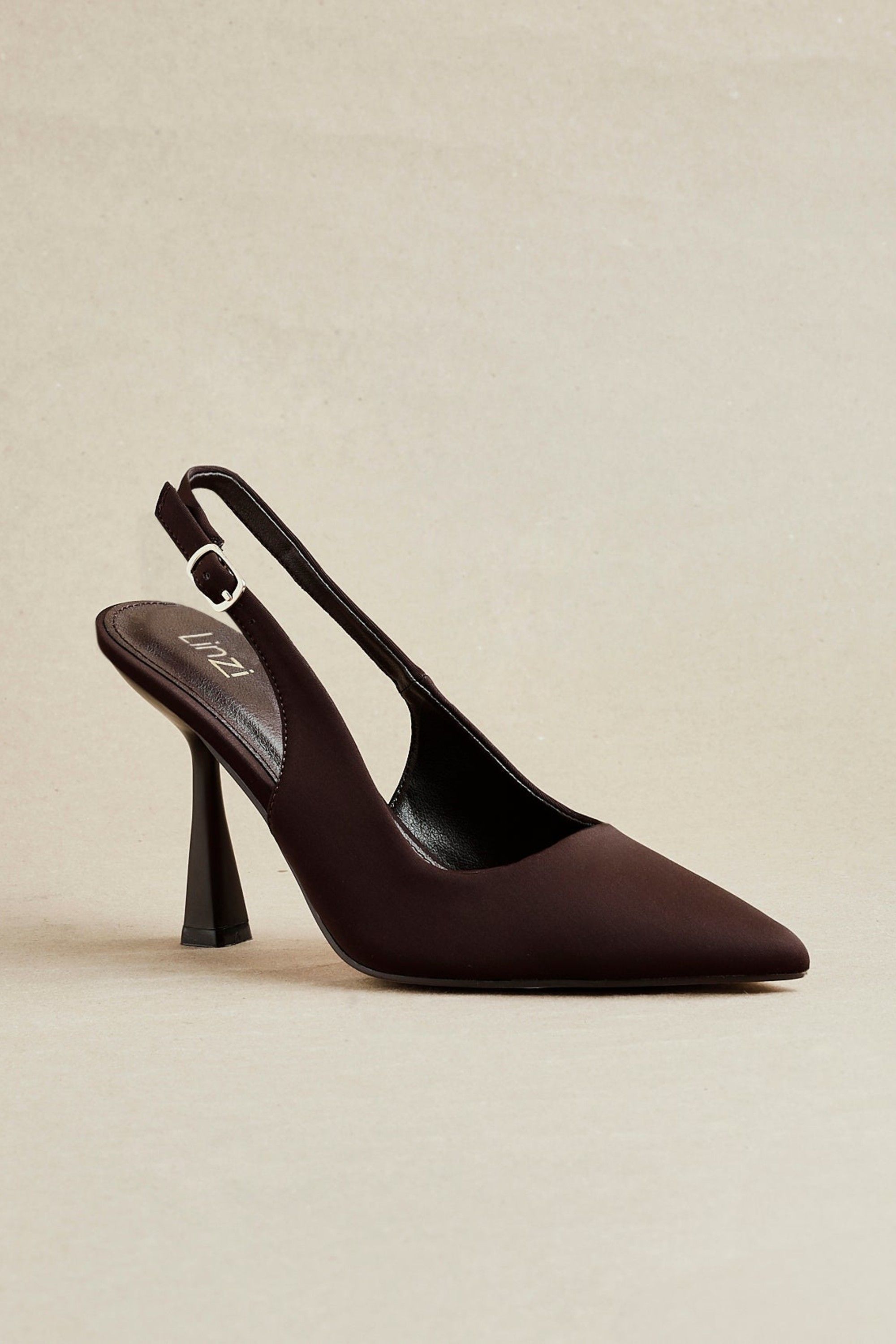 Linzi Una Brown Lycra Sling Back Court Heel
