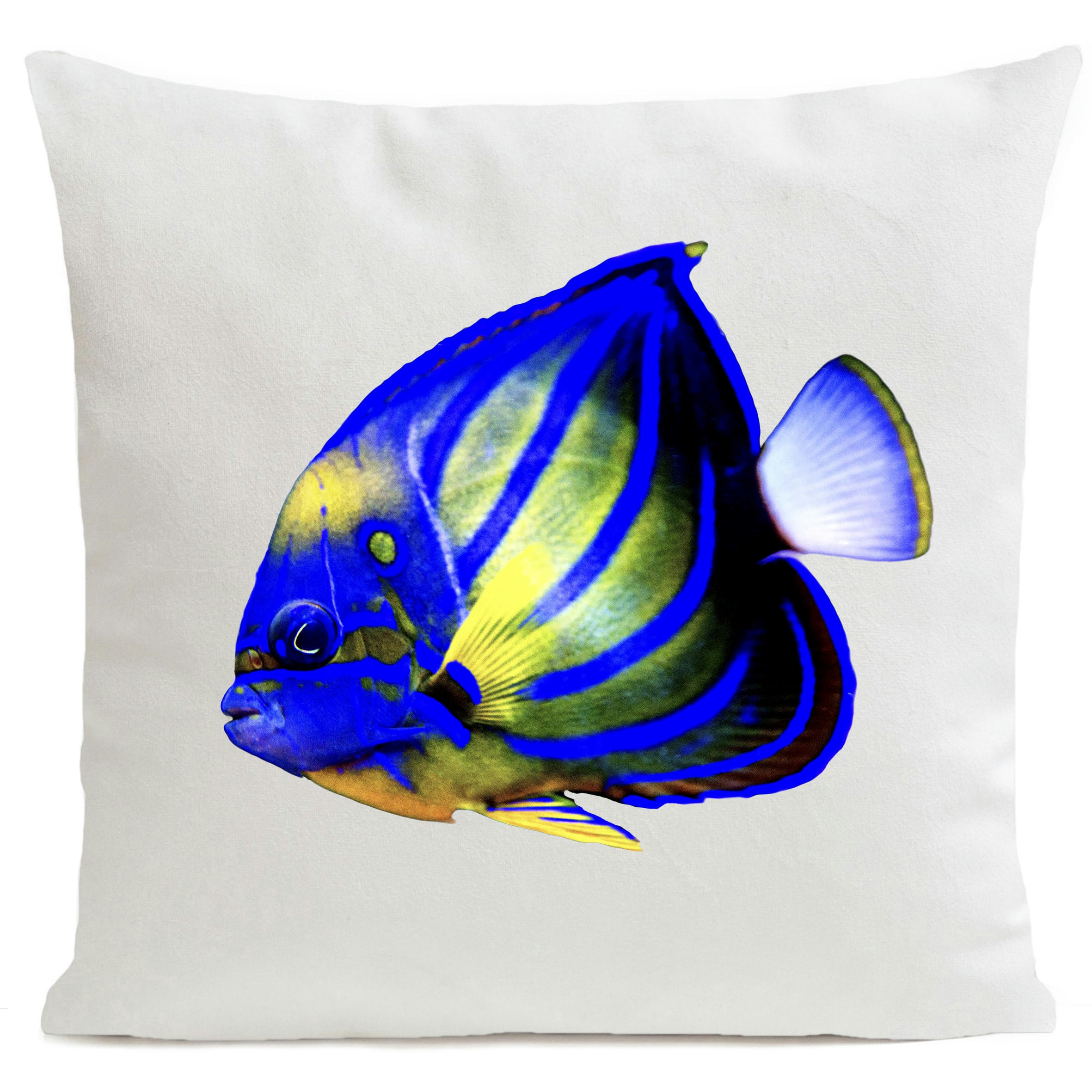 - Coussin bord de mer poisson suédine blanc  40x40cm