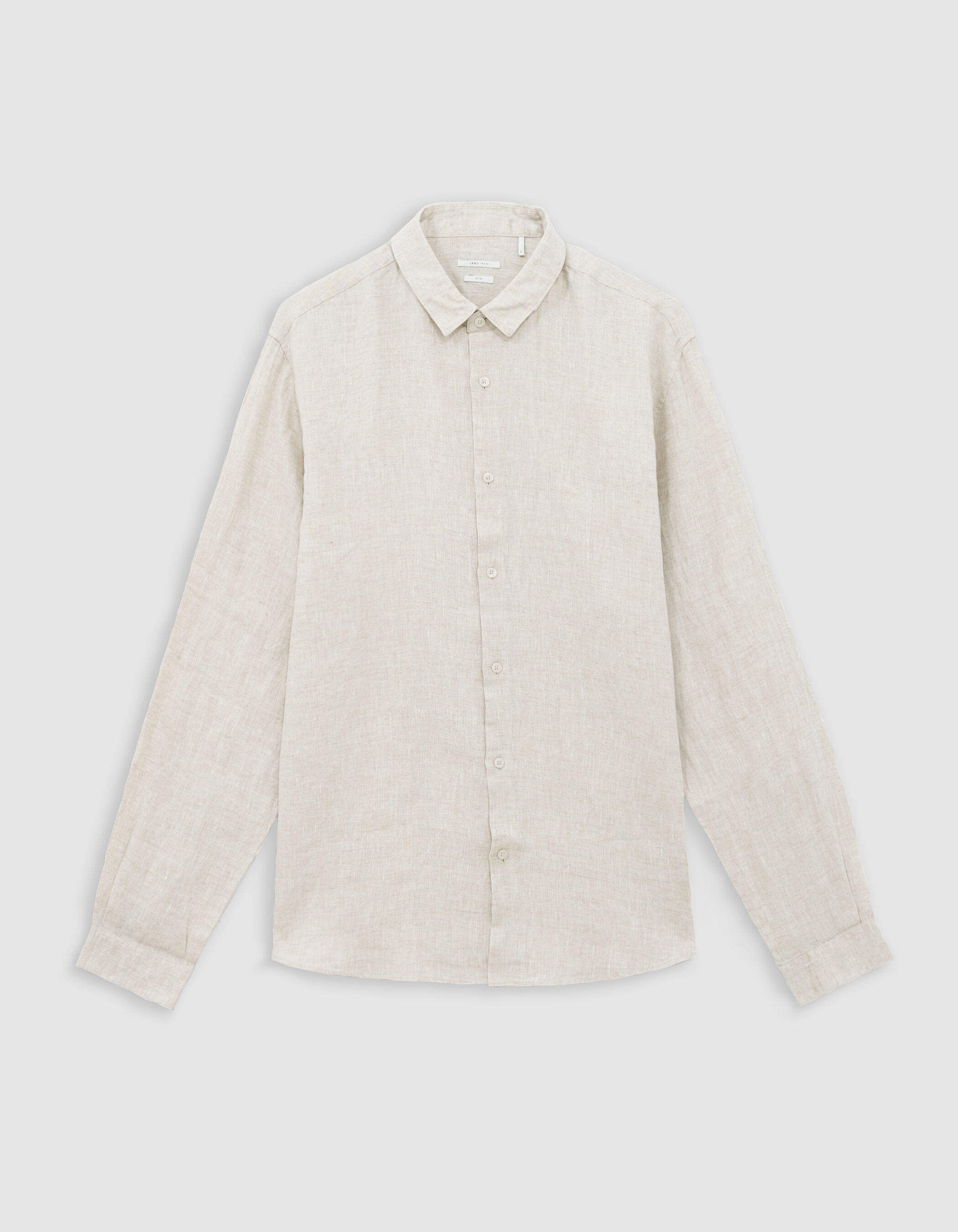Chemise SLIM beige en lin Homme