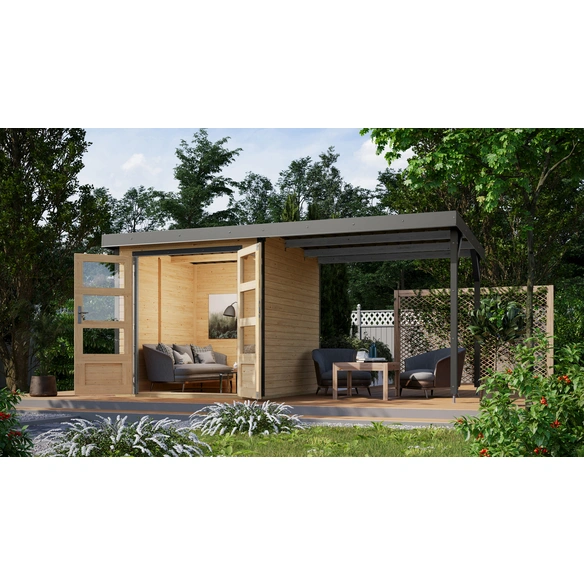 Gartenhaus »Osterby 2 A«, BxHxT: 456 x 208,5 x 213 cm (Außenmaße inkl. Dachüberstand), Wandstärke 19 mm