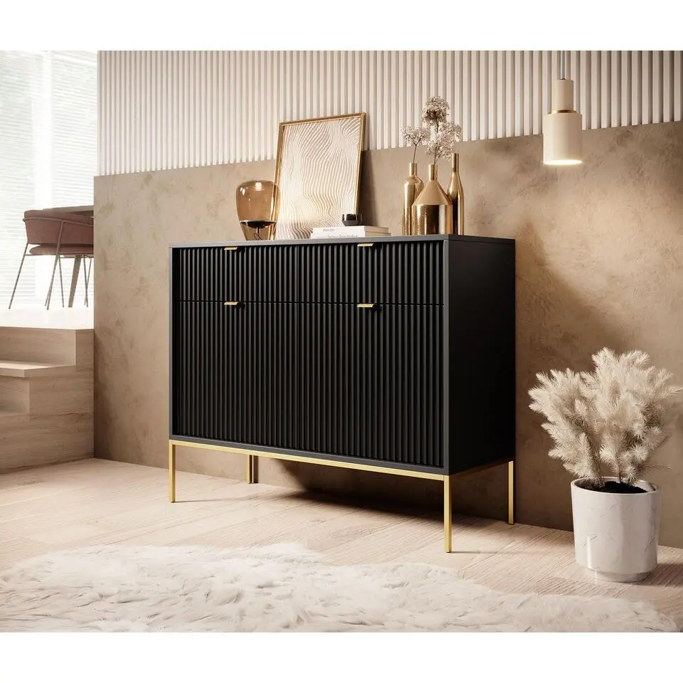 Meubella - Dressoir Navil 2 - Zwart - 104 cm