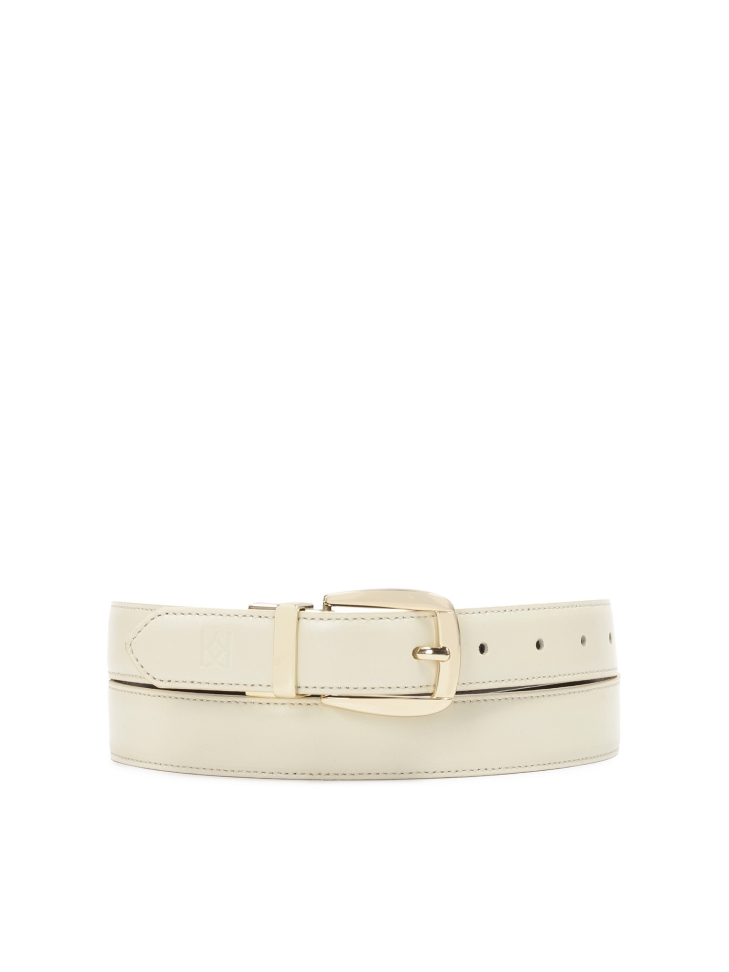 Double-sided black and cream leather belt