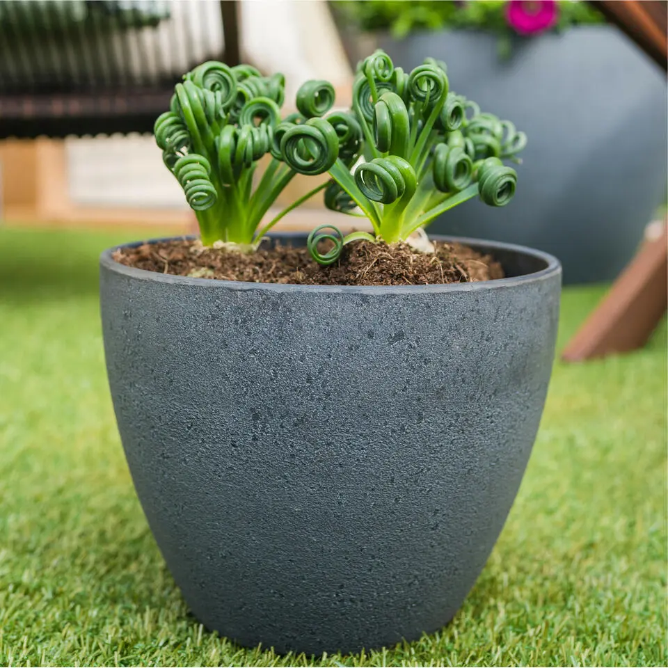 Ter Steege Bloempot/plantenpot - buiten - antraciet - D13/H12 cm