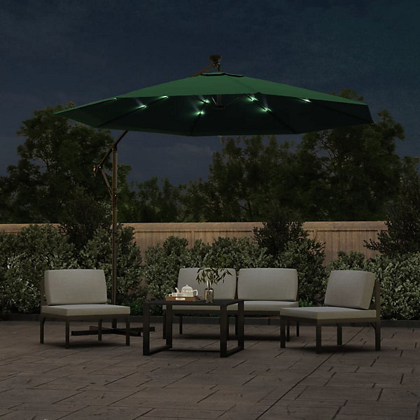 Parasol mobilier de jardin avec eclairage metal metal Helloshop26