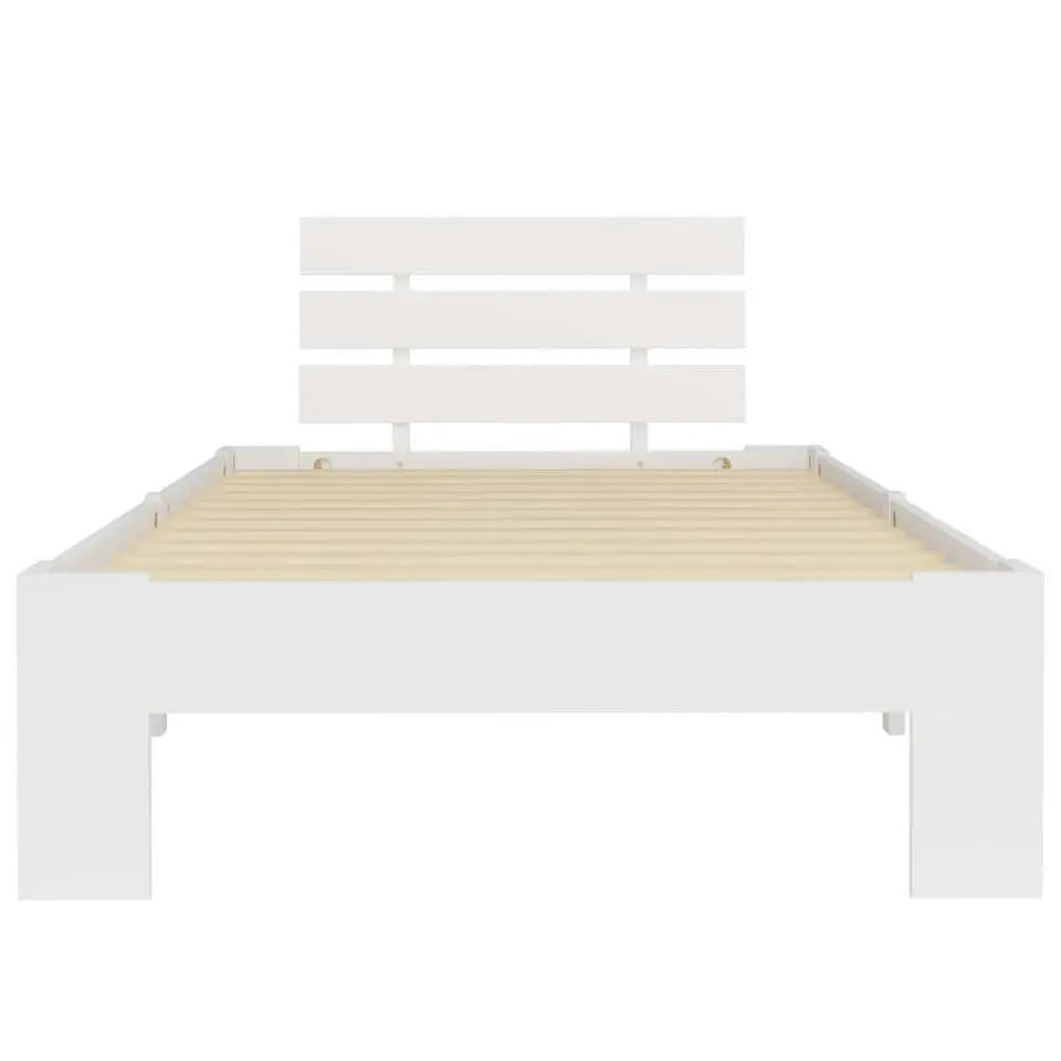 vidaXL - Bed frame met hoofdbord - Wit - Massief grenenhout - 90x200 cm